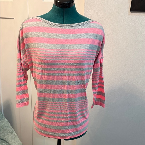 GAP Tops - GAP Pink and Gray Striped Long Sleeve Top